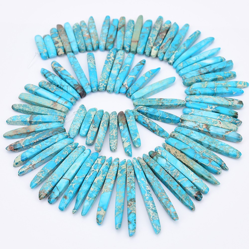 Sky Blue Imperial Jaspers Top Drilled Branch Shape Stone Pendant Loose Beads DIY