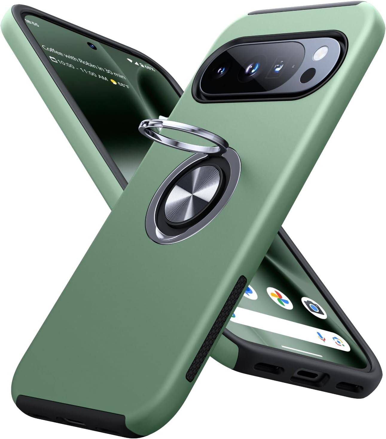 Google Pixel 10 Pro XL Case, Slim Fit Cover with Metal Ring Holder Stand Kicksta