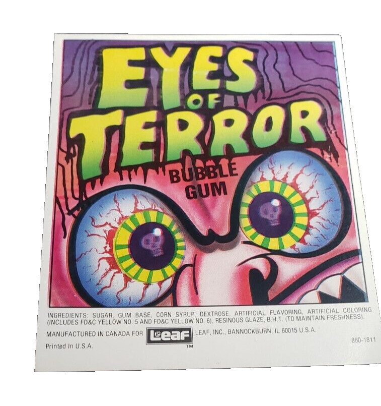 Leaf Eyes Of Terror Bubble Gum Ball  Vending Machine Display Card Vintage Horror