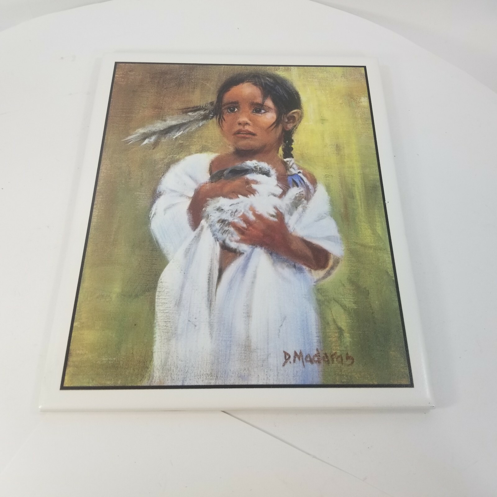 Diana Madaras Southwest Art Tile Southwestern Wall Hanging Girl with Rabbit