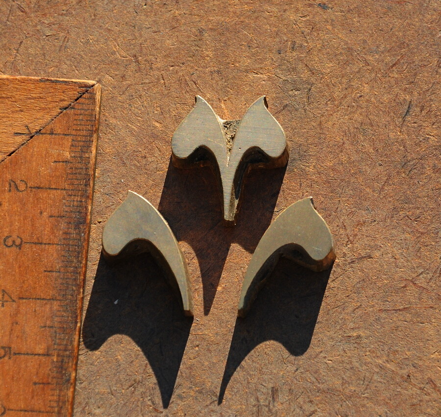 3x brass ornament bookbinding Art Nouveau gilding bookbinder embossing leather°