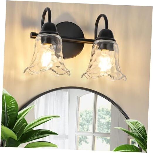 Bathroom Light Fixtures over Mirror Vintage Wall Sconces with 2 Lights Black