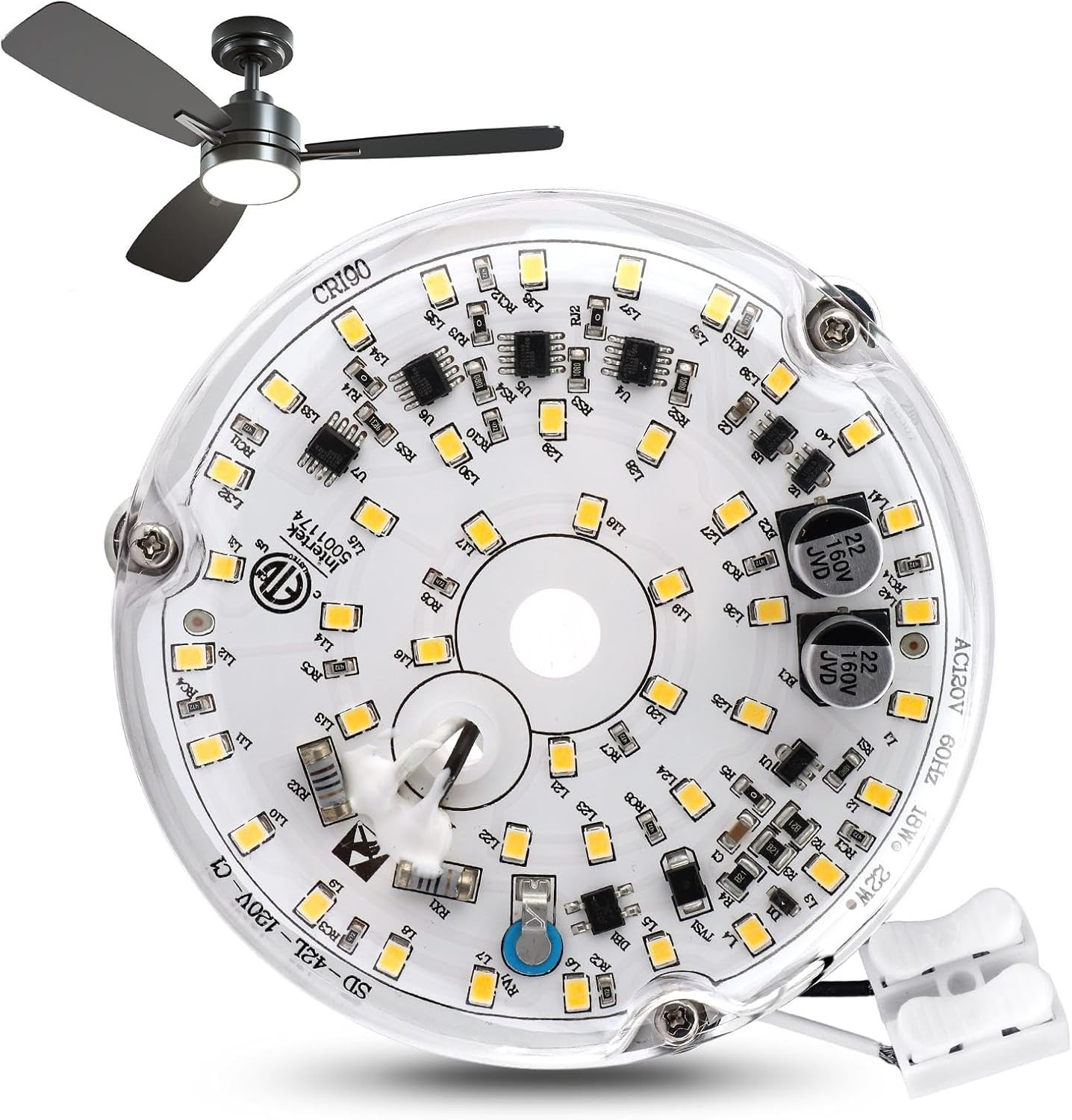 4 Inch 18W Universal Ceiling Fan Light Kit, 6000K 1800LM 120V LED Ceiling Fan Li