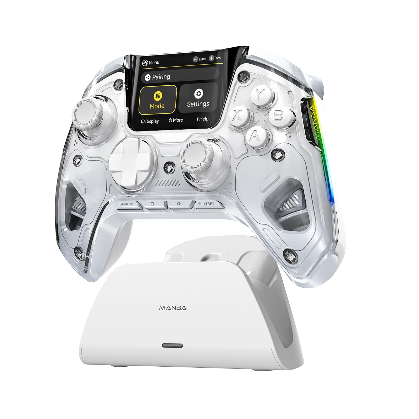 Wireless Gaming Controller for PC, Switch, iOS, Android - RGB Lights, Remap