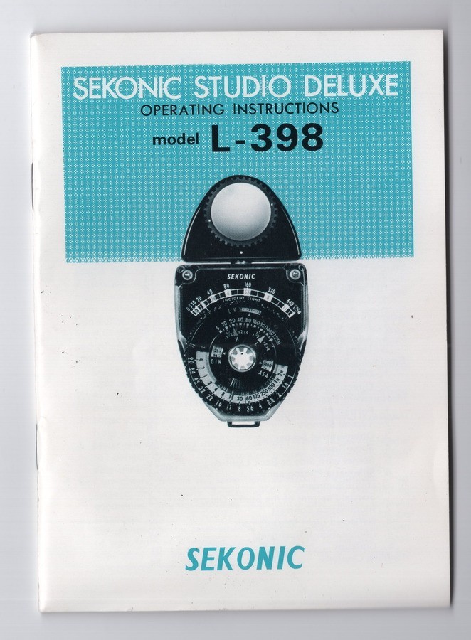 Sekonic Studio Deluxe L-398 Light Meter Genuine Instruction Manual In English