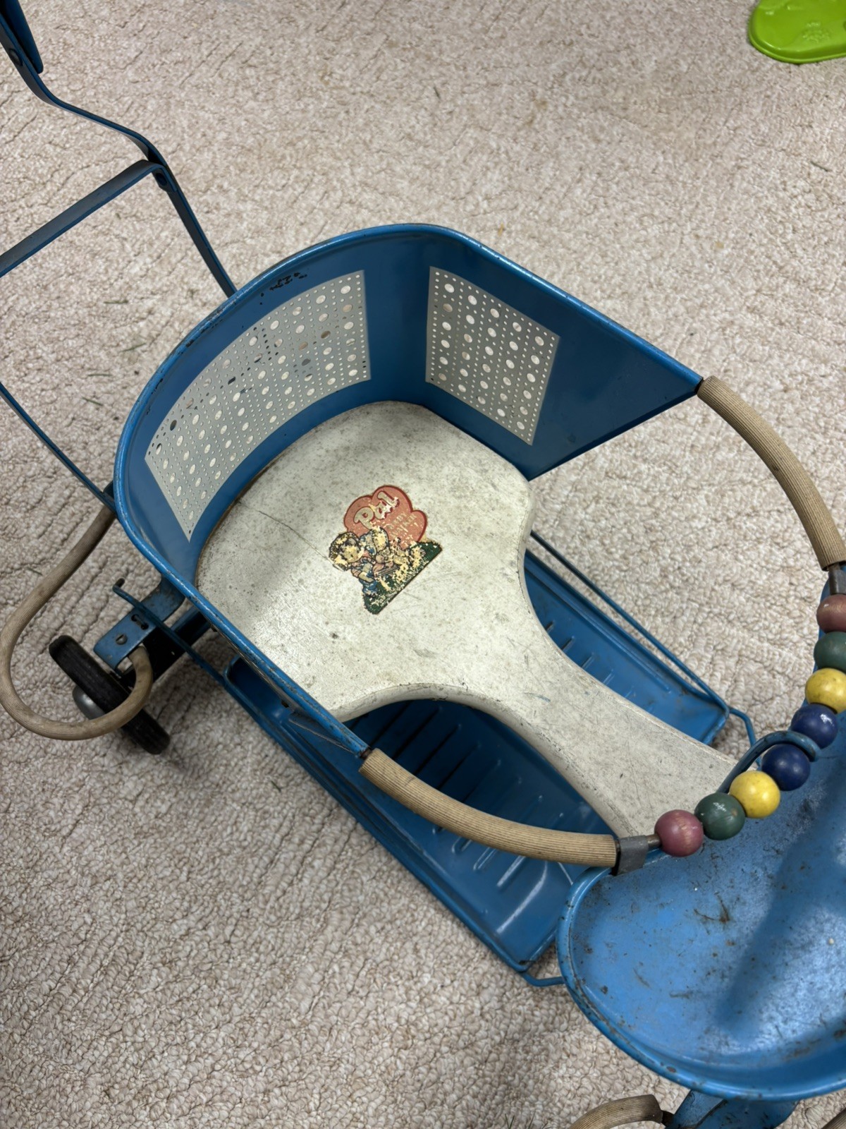 Vintage Ornate 40s 50s PAL Kids Baby Stroller Walker Scooter made in IN