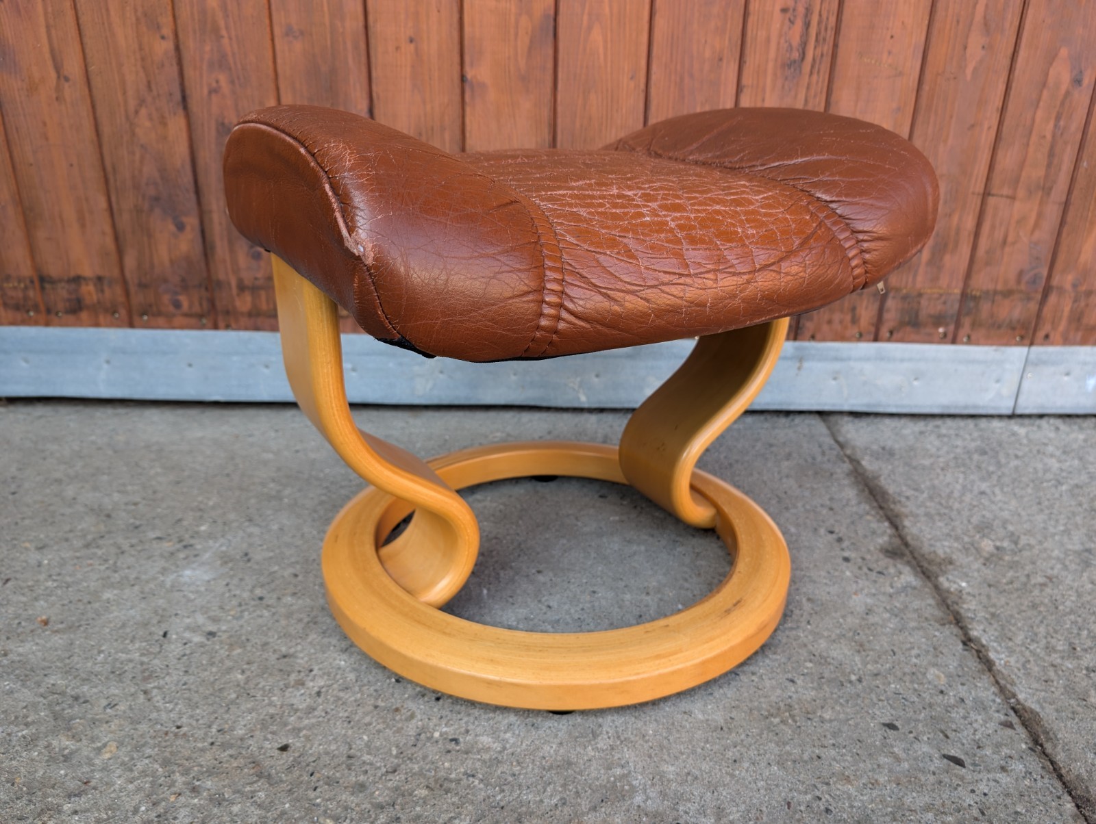 Stressless Tabouret Cuir Vintage Ekornes Norvège Pouf Tabouret Ottoman 3
