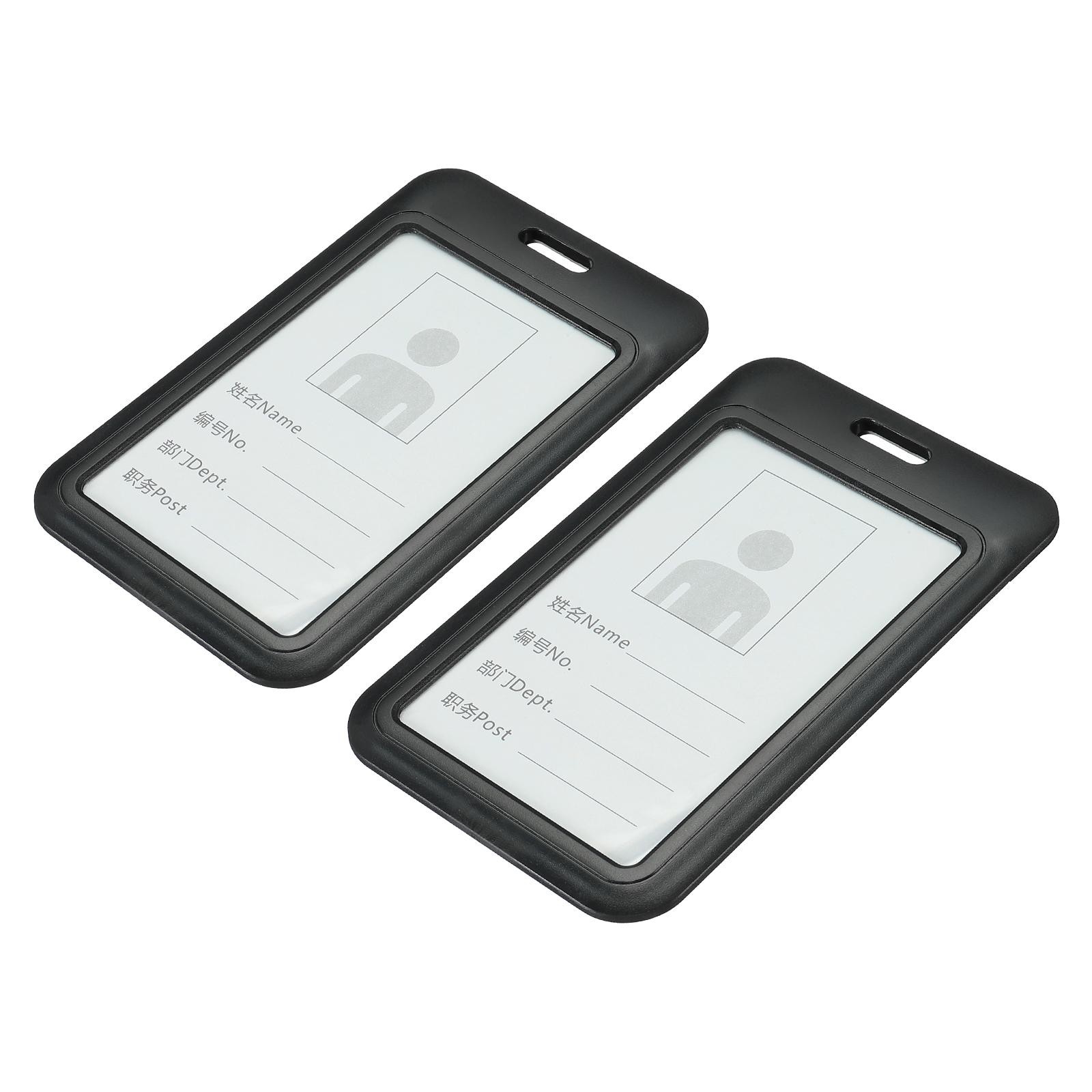 ID Badge Holders, 4.3x2.8 Inch Vertical Name ABS Label, Black 2pcs