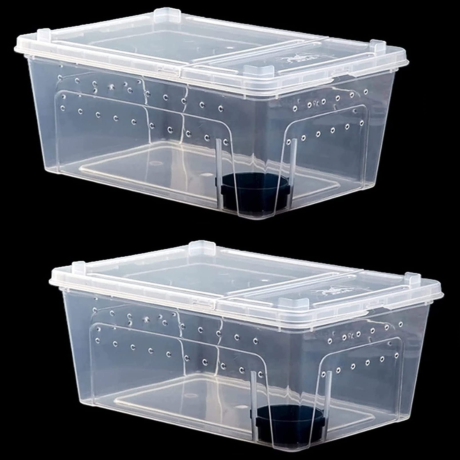 2PCS Reptile Feeding Box Portable Small Snake Terrarium Habitat Mini Pet Bree...