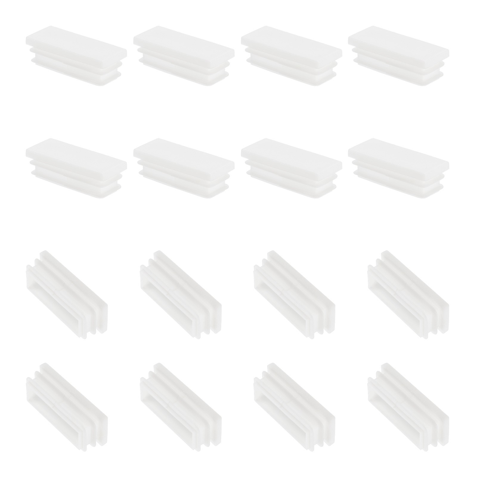 Rectangle Plastic Plug, 16 Pcs 2 x 0.8"/50 x 20mm Tubing Insert End Cap, White