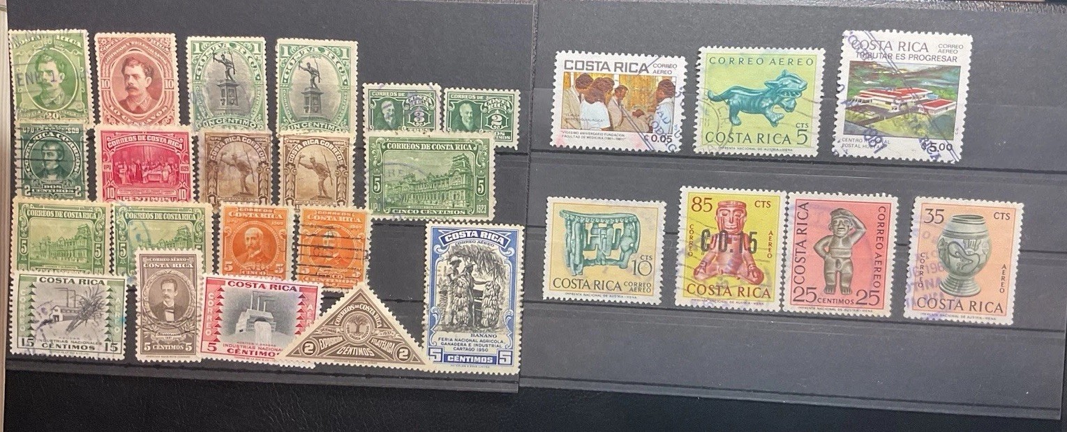Costa Rica, various selection of used  stamps  1940-60 (20 Timbres)