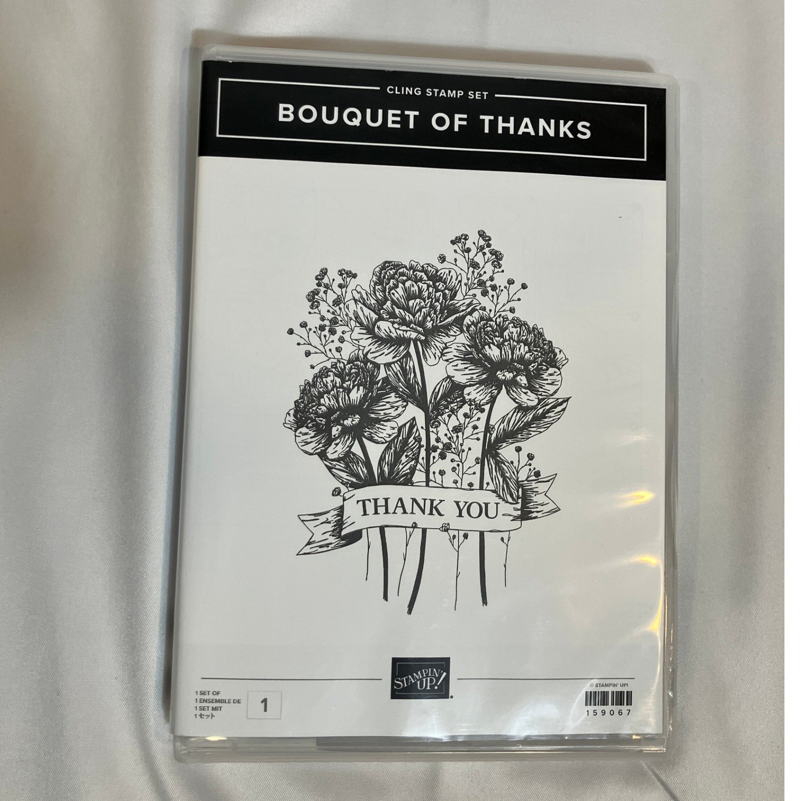 Stampin Up Bouquet of Thanks Cling Stamp Set Floral Ribbon Crafting Scrapbooking