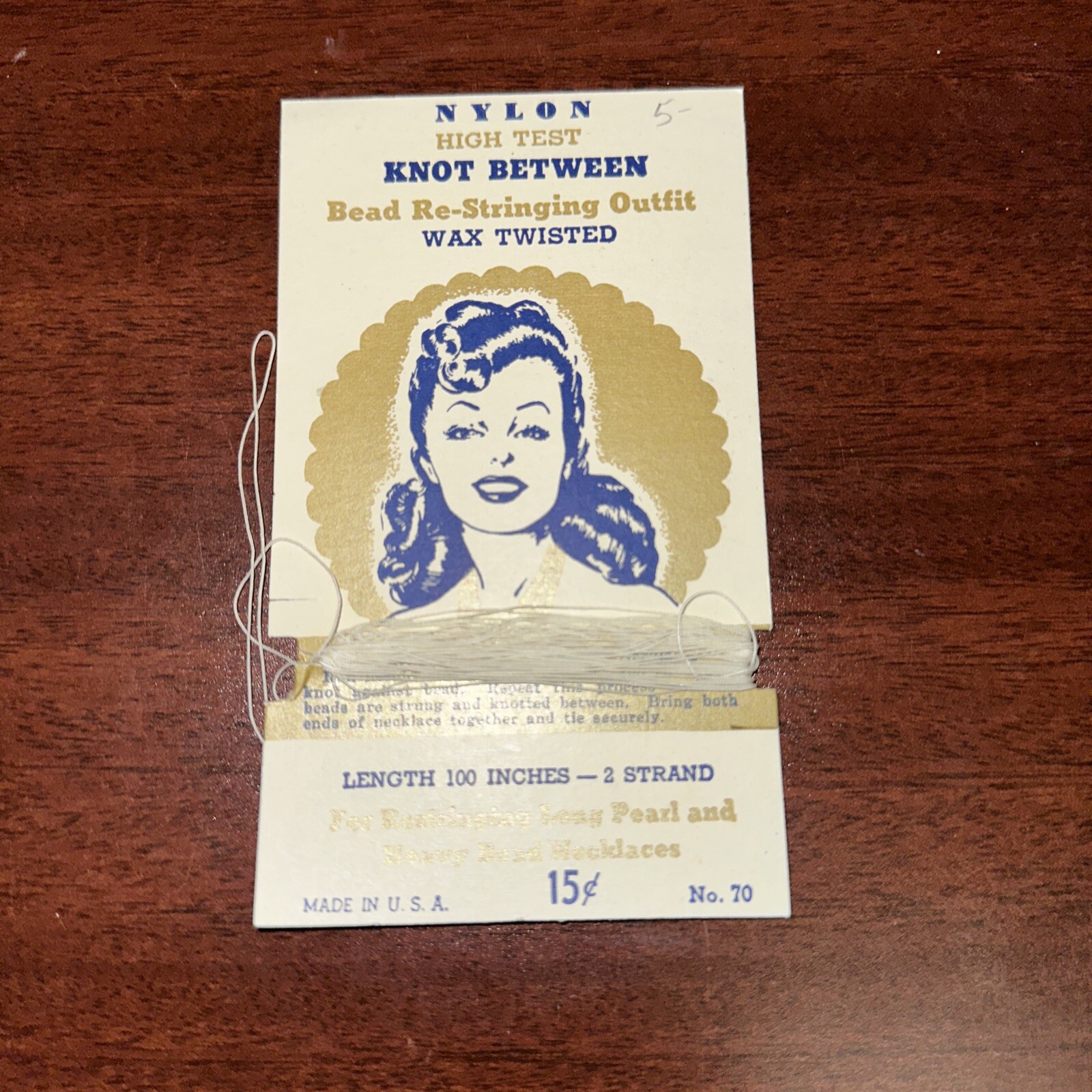 Vintage NOS Nylon High Test Knot Between Bead Re-Stringing Outfit Wax Twisted