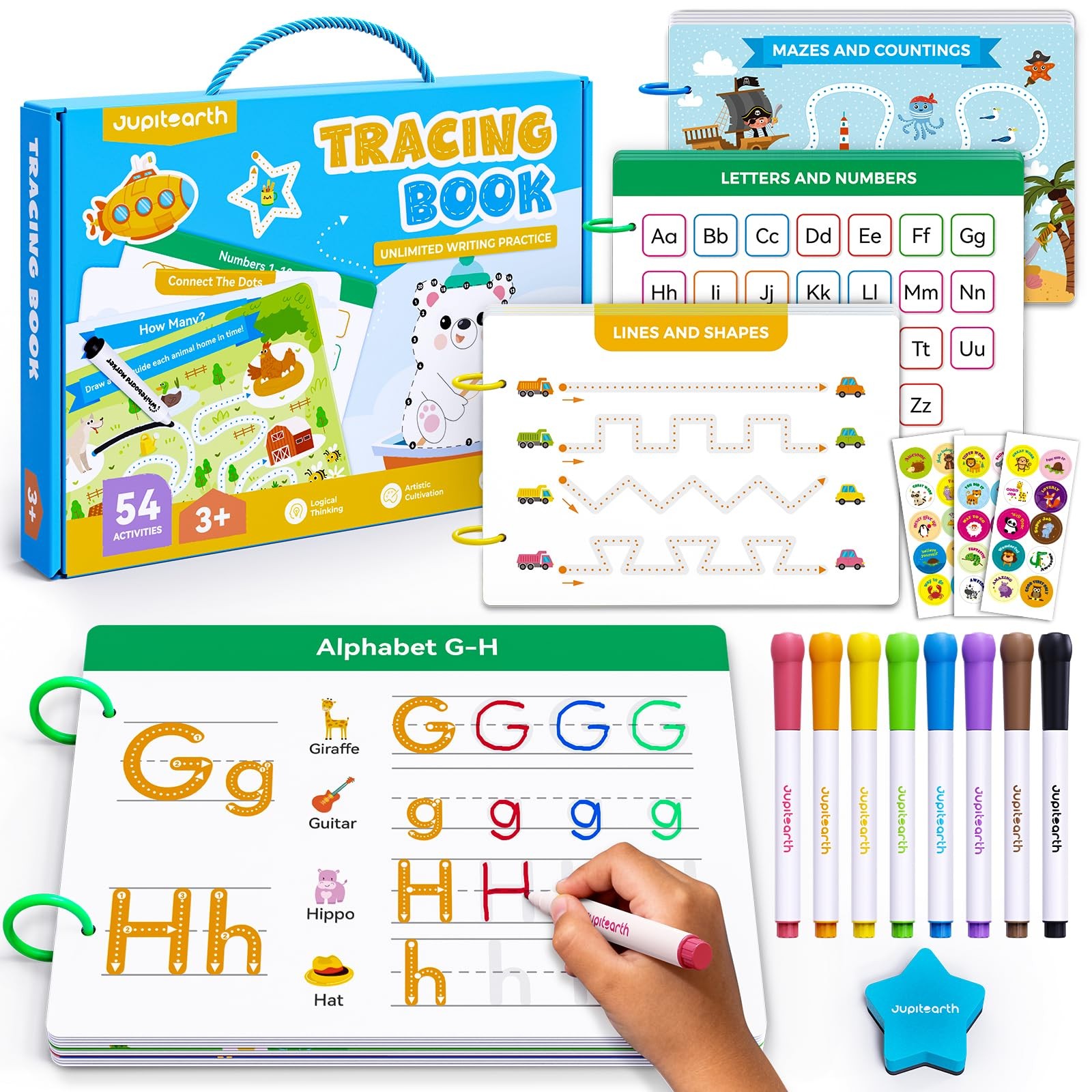 Preschool Learning Activities 54 Reusable Pages, Tracing Books for Kids Ages ...