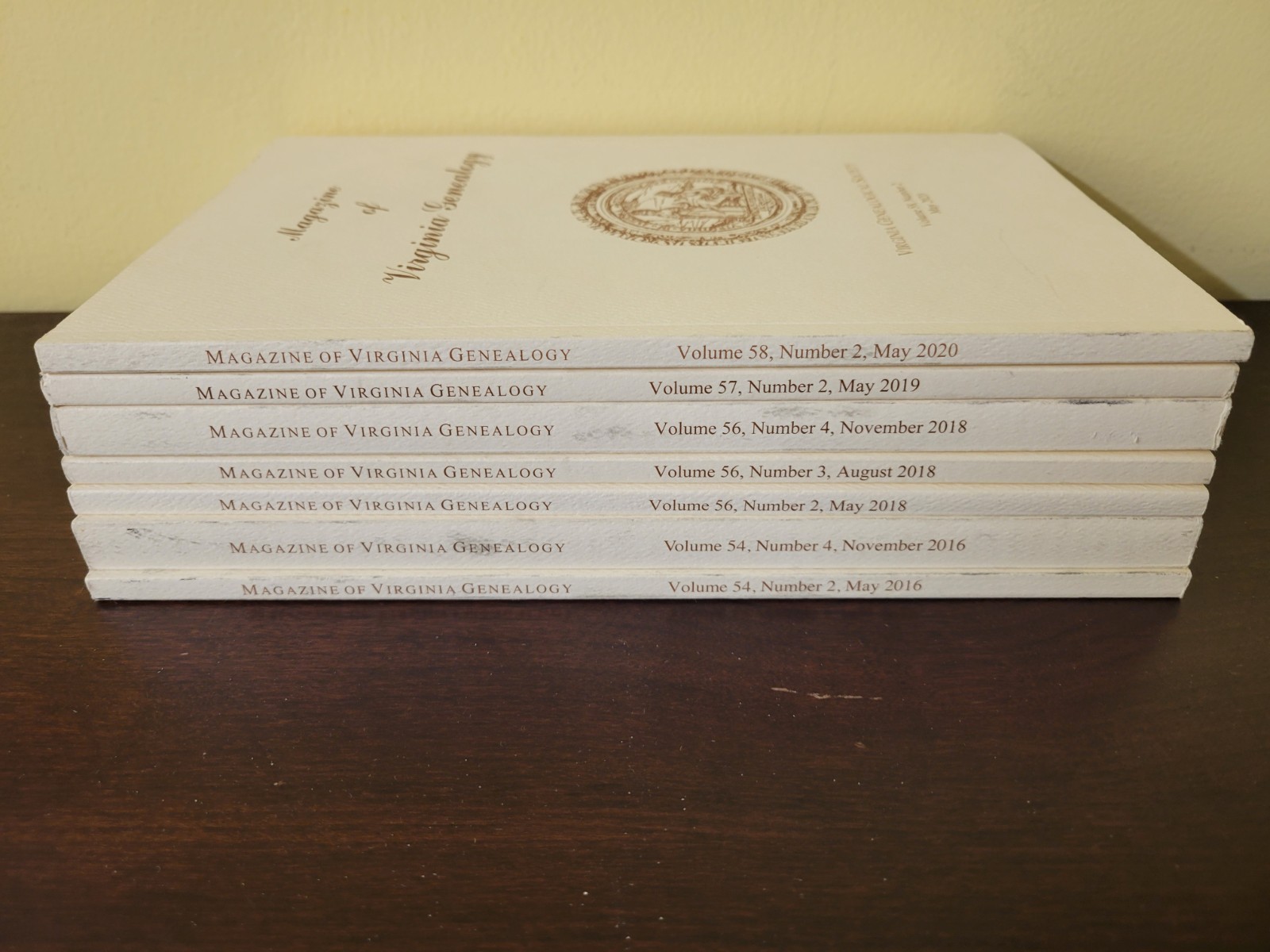 Lot 7 Magazine of Virginia Genealogy 2016-2018-2019-2020 vols 54-56-57-58