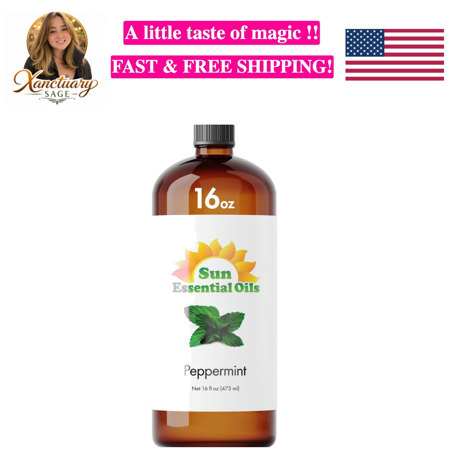 Peppermint Essential Oil 16 oz Bulk for Diffuser, Humidifier, Skin & Aromathe...