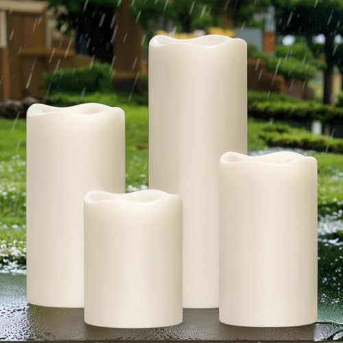  Waterproof Flameless Flickering Candles with 6 Hours 3-4 Pack White Timer