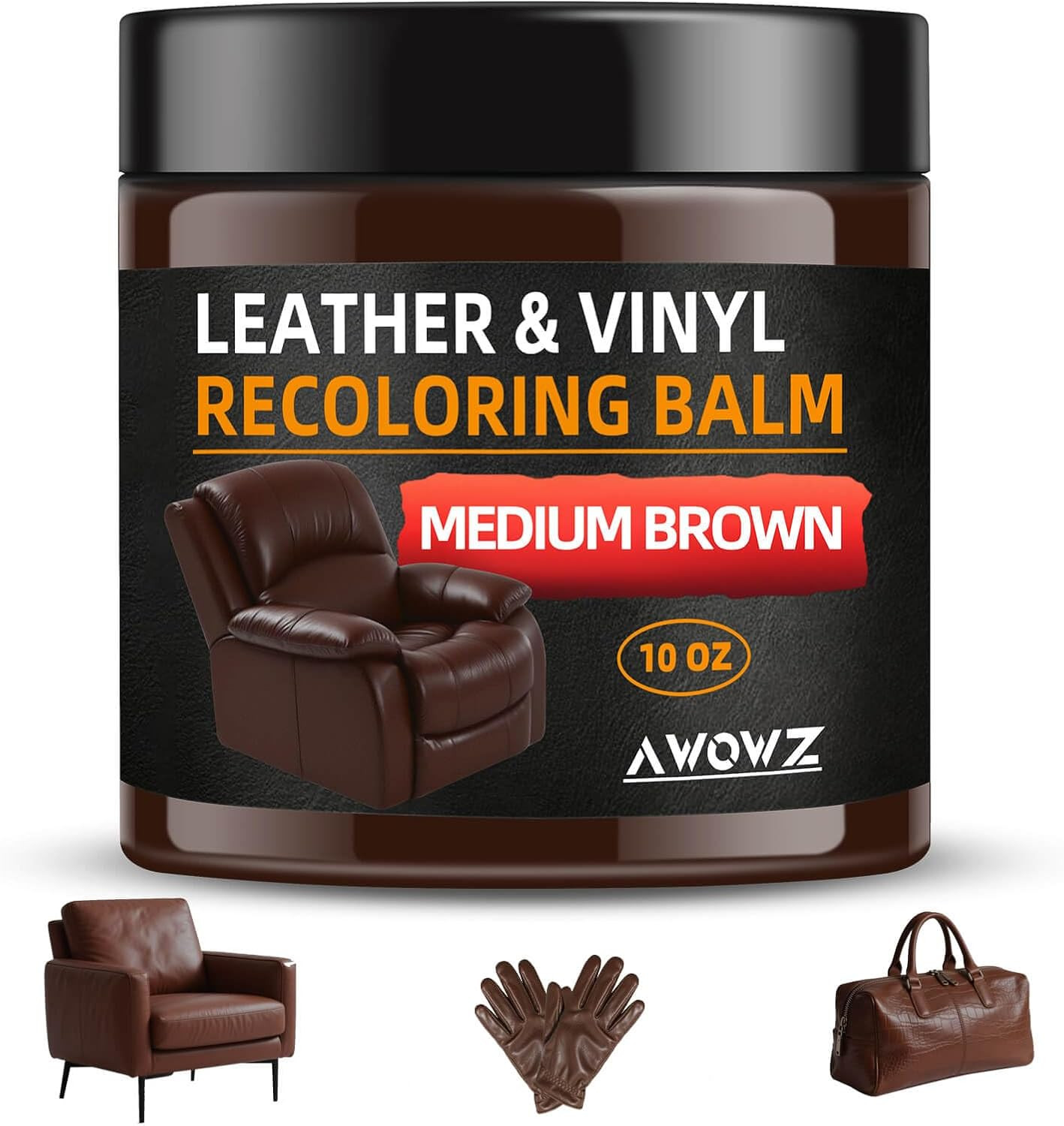 Leather Recoloring Balm - Scratch Repair & Color Restore Kit for Faded Leather, 
