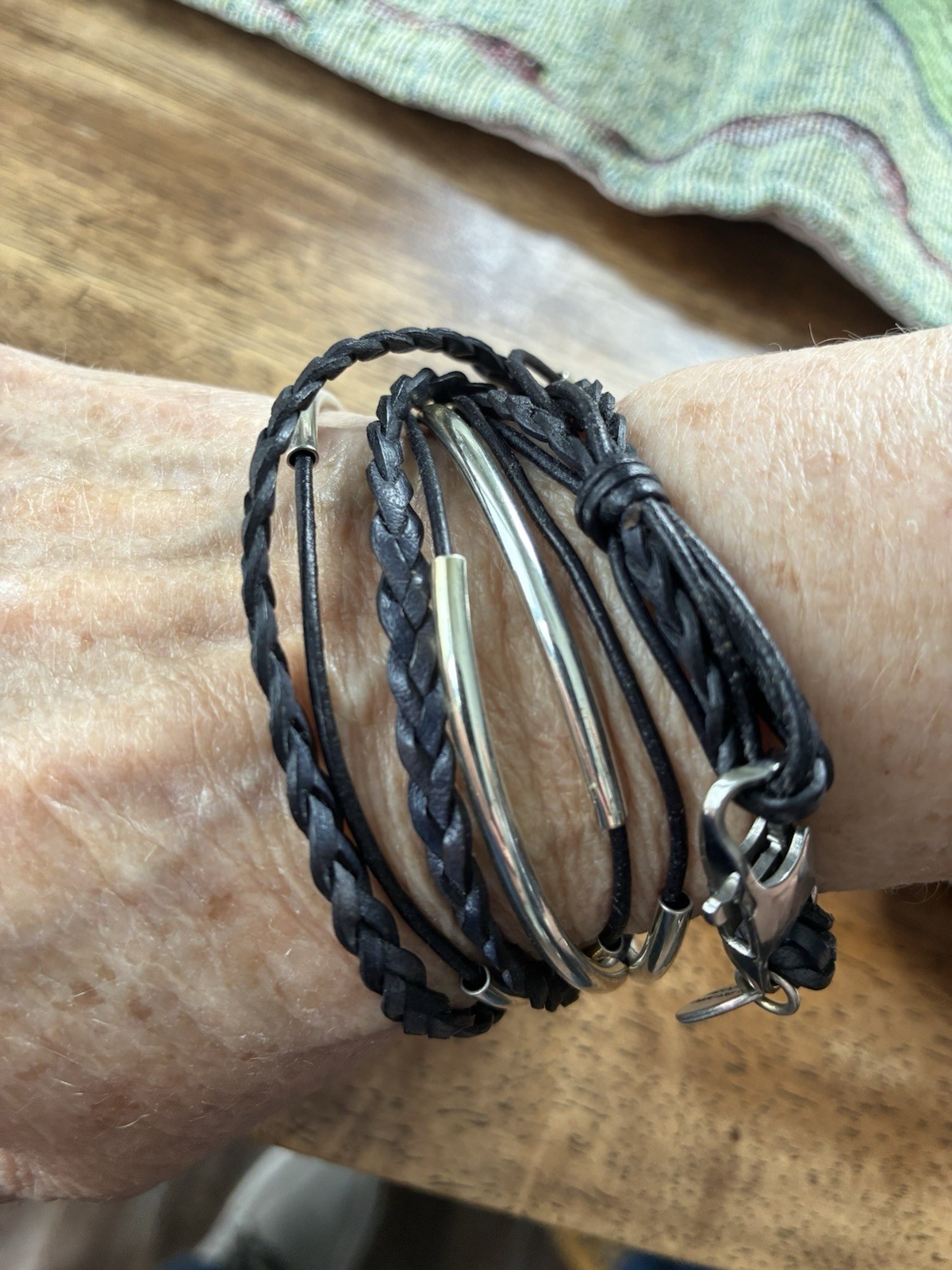 Bracelet/Lizzy James, Leather And Silver Wrap
