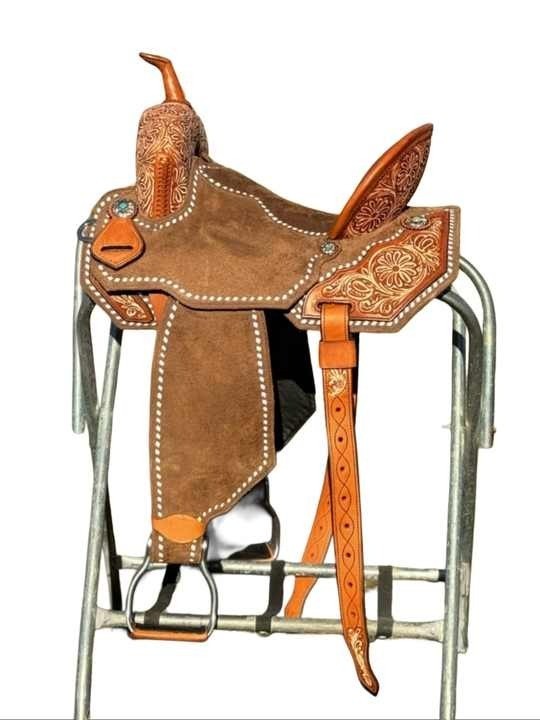 Western Barrel Racing Wooden Tree Racer Horse Saddle Trail Equestrian