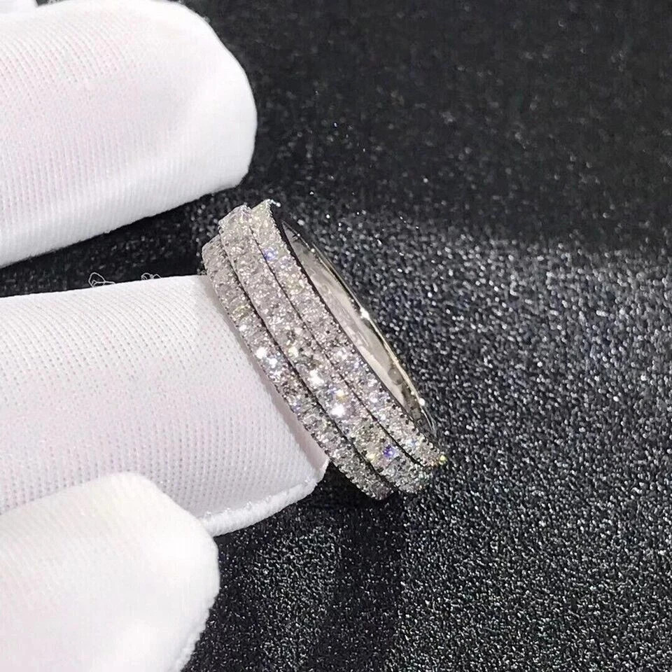 3Ct Round Cut Lab Created Diamond Full Eternity Design Ring 14K White Gold FN