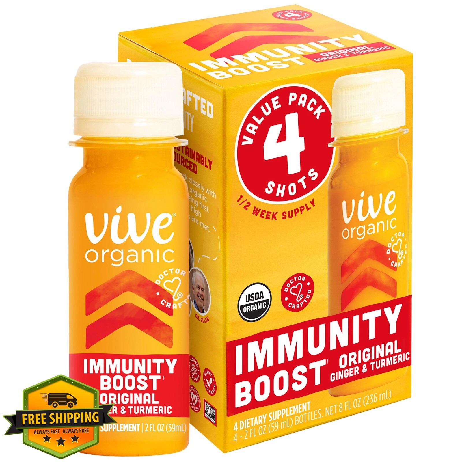 VIVE ORGANIC Immunity Boost Shot 4 Pack 2oz
