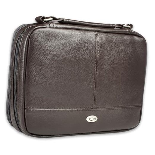  Faux Leather Bible Cover for Men and Women | Ichthus Large Standard Brown
