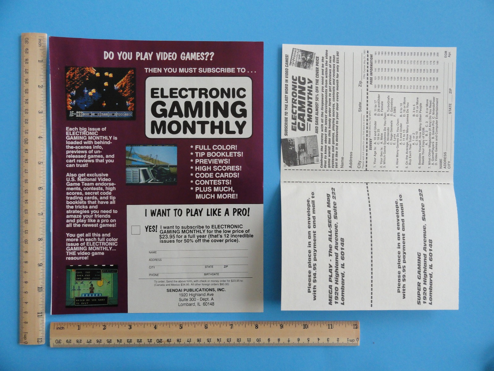 ELECTRONIC GAMING MONTHLY MAGAZINE SUBSCRIPTION VINTAGE PRINT AD 8.5"X 11" 1991