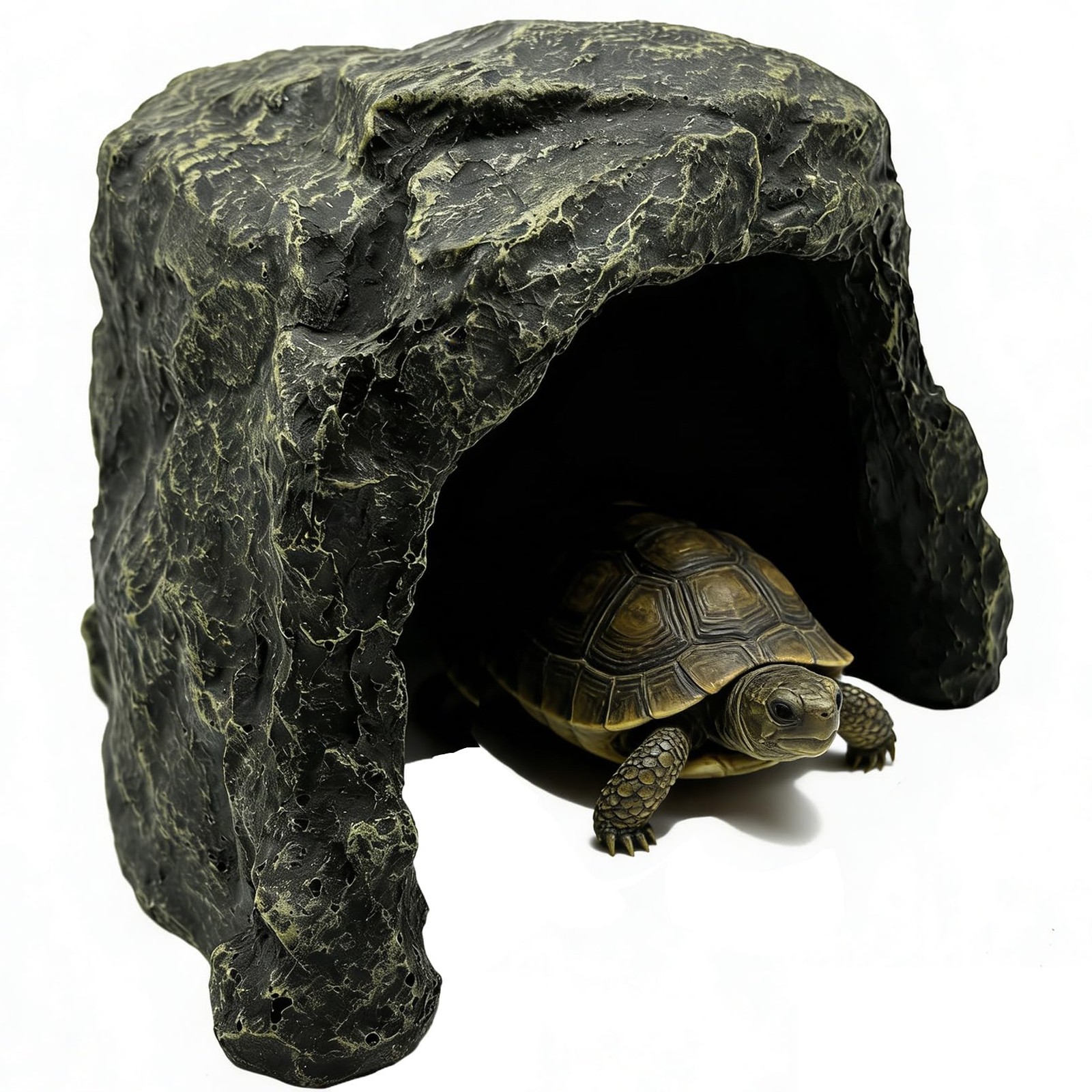 Reptile Rock Hide Cave Tortoise Hideout Basking Rock Habitat Accessories Leop...