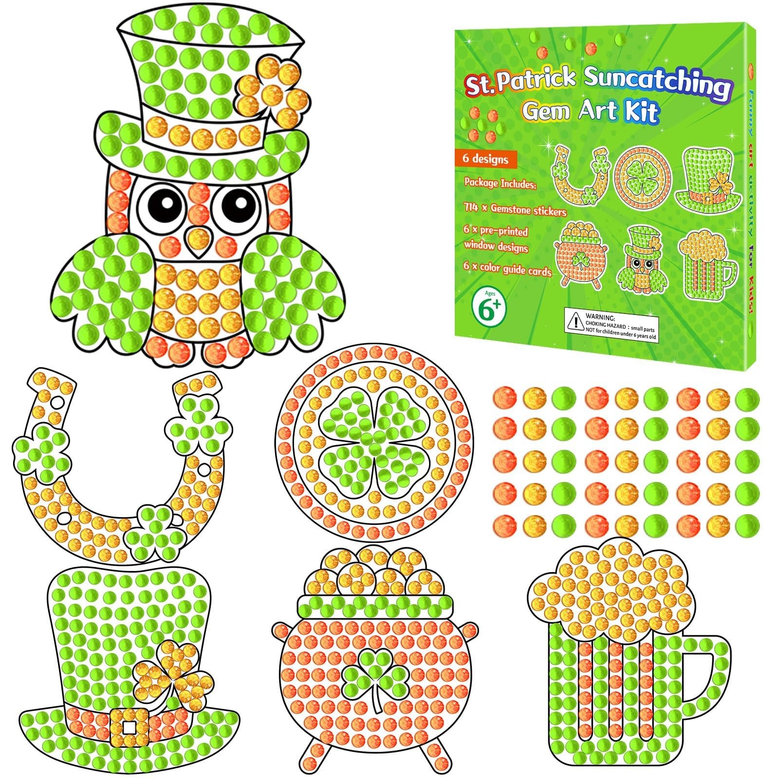 Qyeahkj 6 Pcs St Patrick's Day Arts Crafts DIY 7.09 inches, Multicolor 