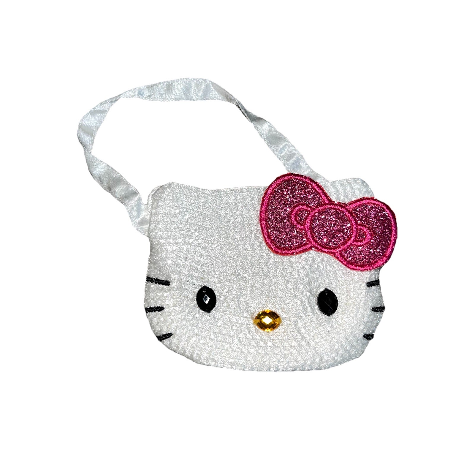 Build A Bear Hello Kitty White Sequin Sanrio Bag Purse Bow accessory 2012 RARE
