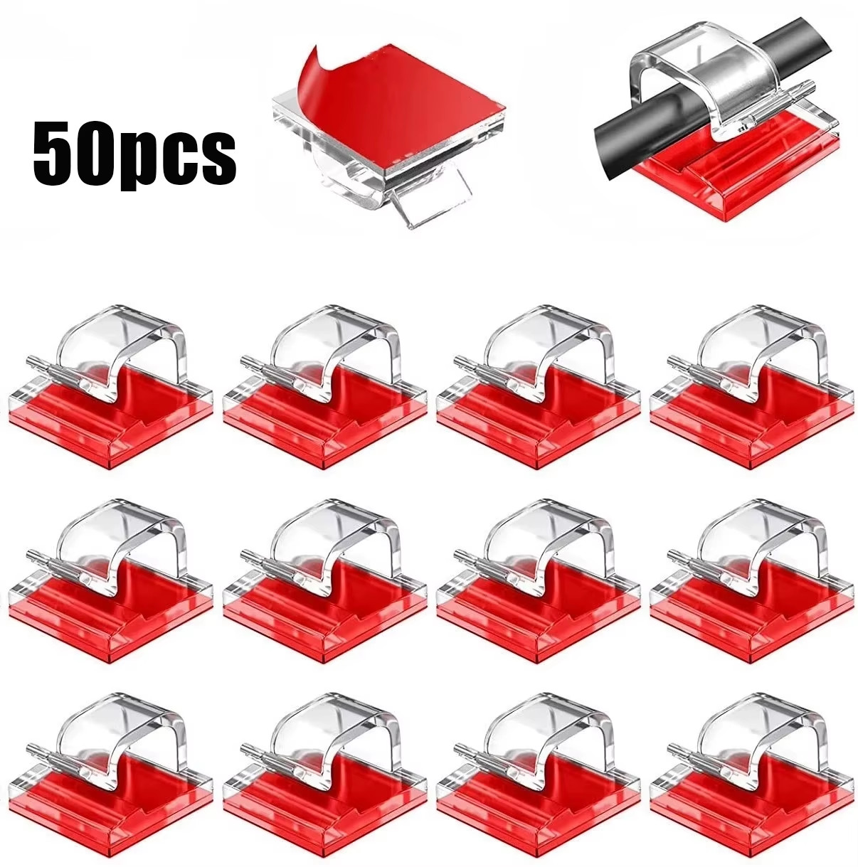 50PCS Cable Organizer Clips Cable Management Wire Manager Cord Holder USB Chargi