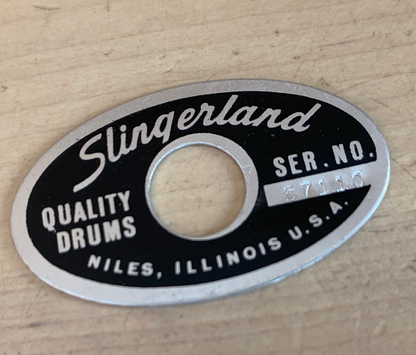 Slingerland 70s Vtg Black Silver Niles Oval Badge Snare Tom Bass Drum Ser 57110