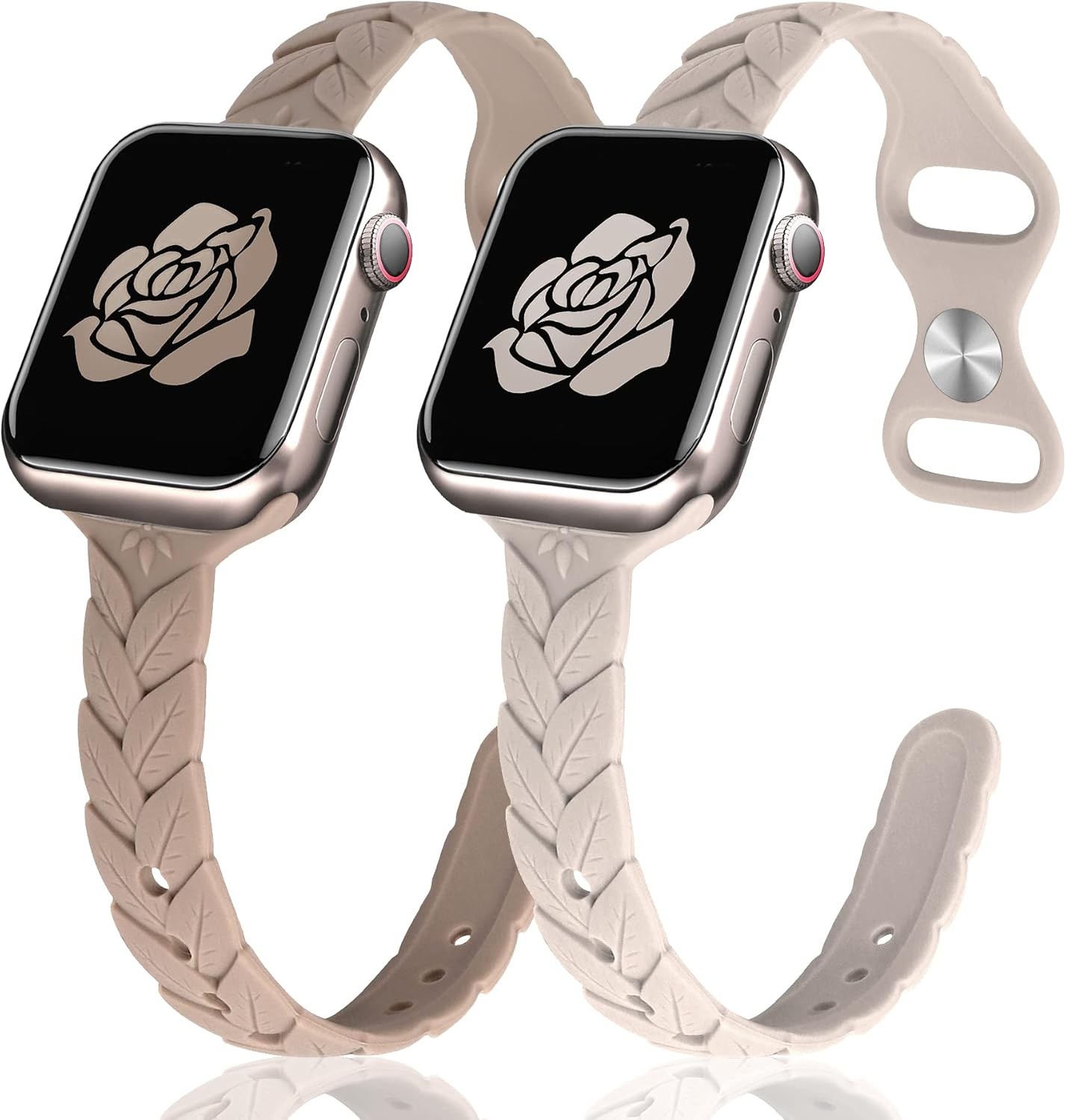 2 Pack Engraved Silicone Strap Compatible with Apple Watch 38mm 40mm Waterproof
