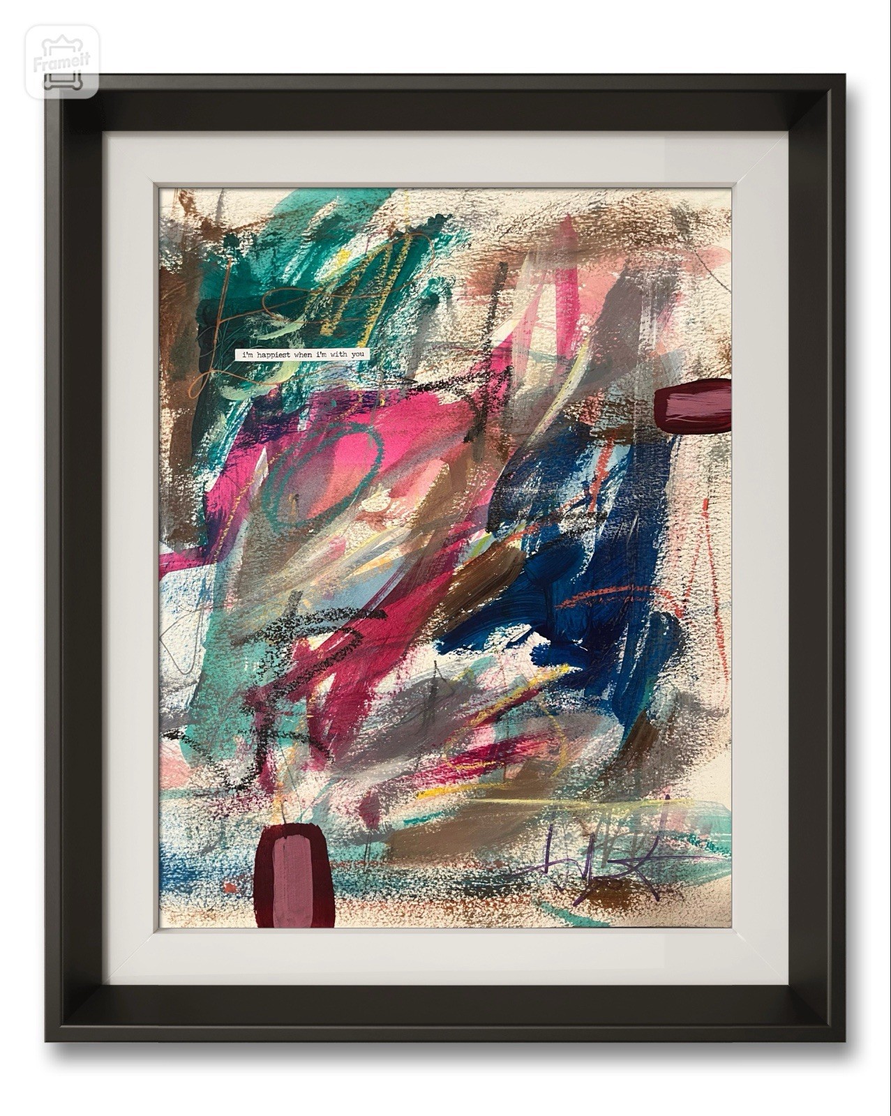 Unframed Abstract on Paper 15x11 Signed Contemporary