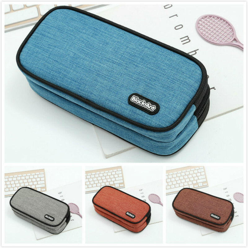 Student Pencil Case Large Capacity Canvas Pen Bag Cosmetic School Supplies