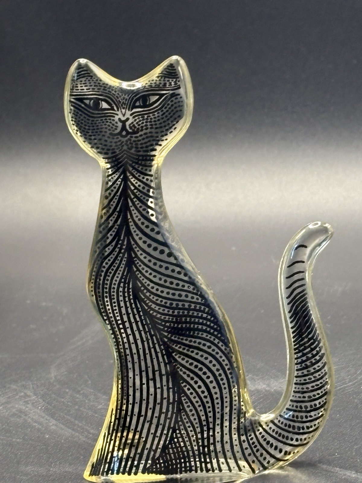 Vintage Abraham Palatnik Lucite Cat Sculpture Brasil Artemis Acrylic Signed 4"
