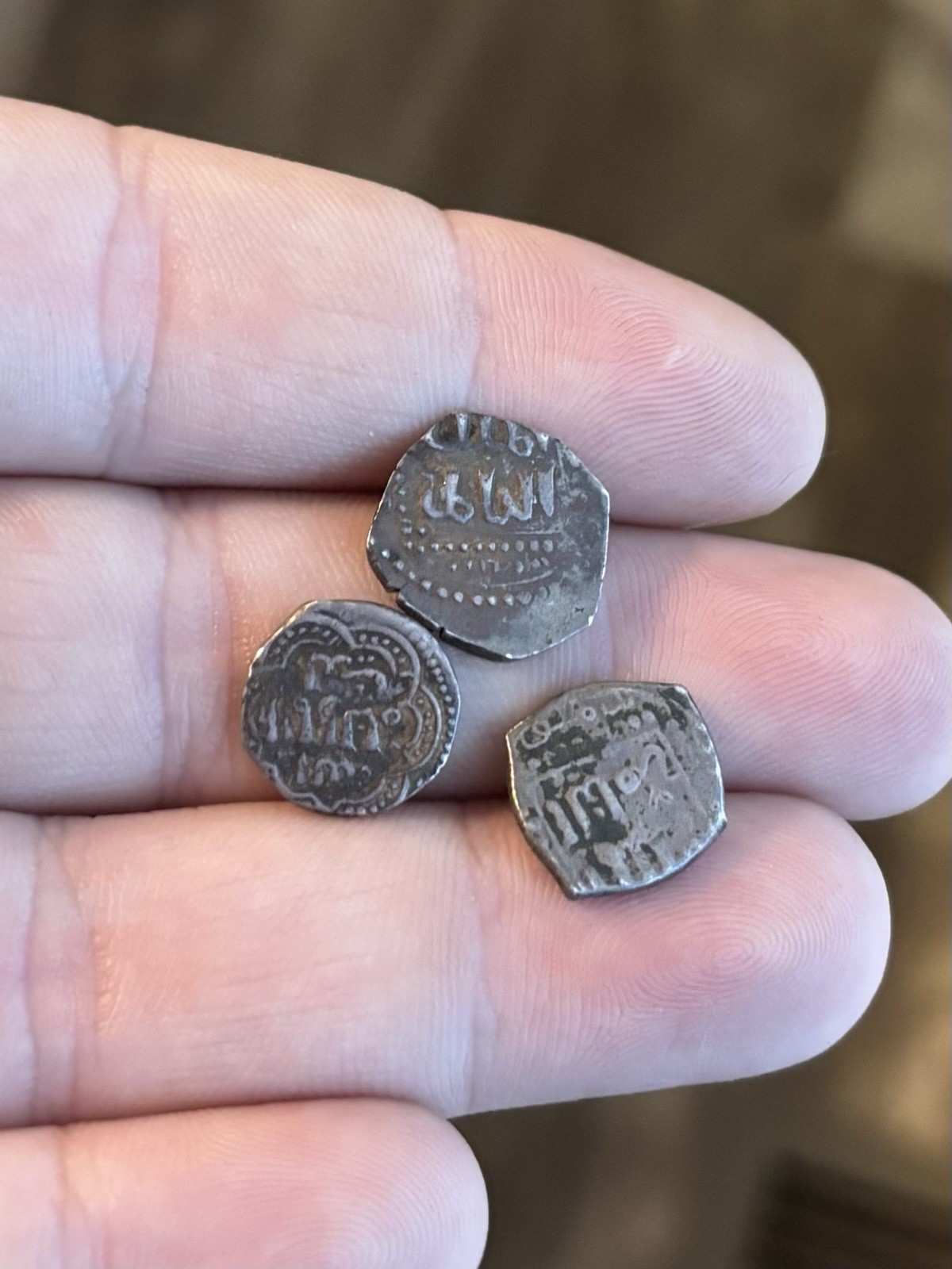 LOT OF 3 1/2 Dirham Medieval Silver Old Coin Damascus Mint Ayyubid Islamic