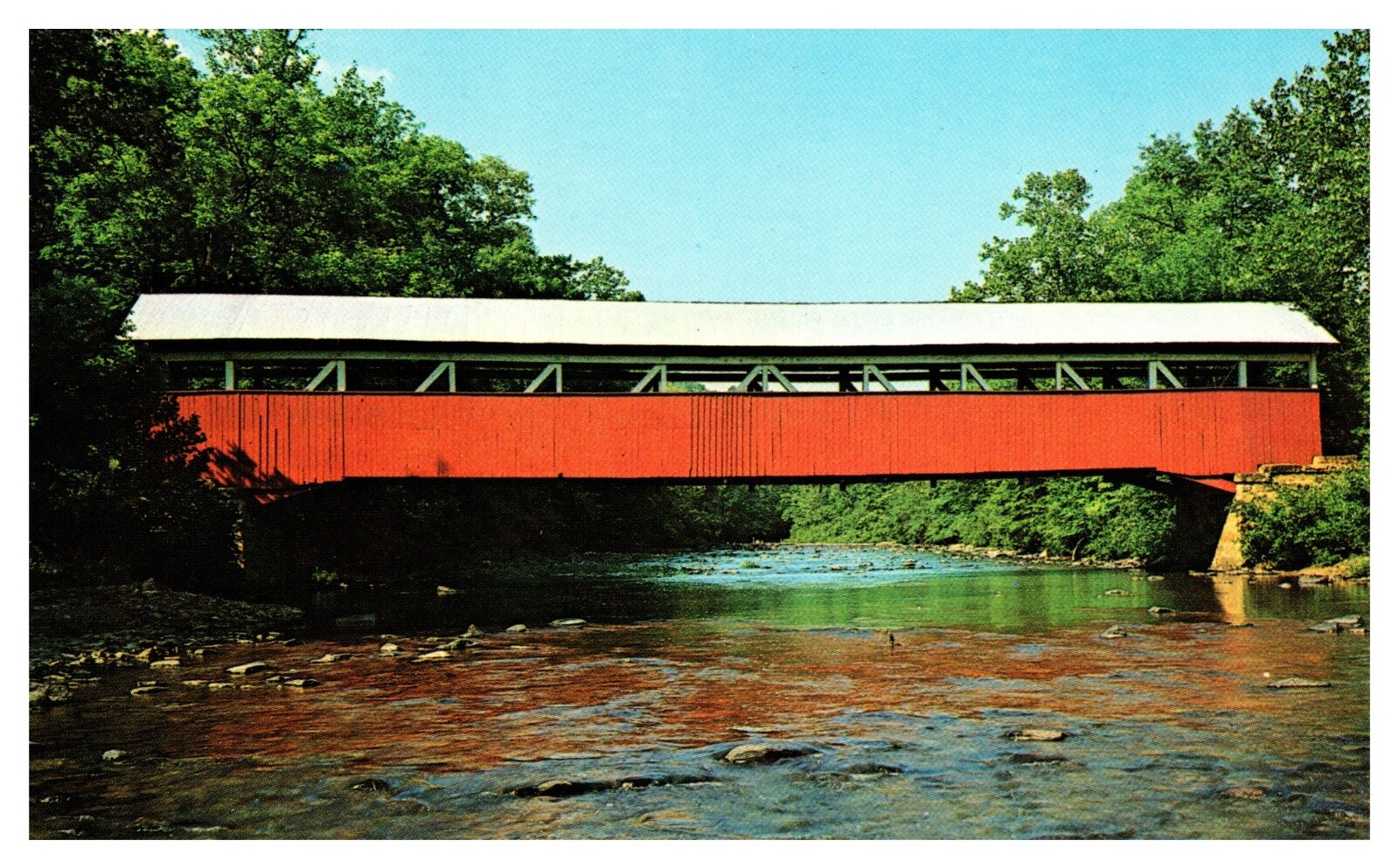 PA Pennsylvania Typical Covered Bridge Chrome Postcard