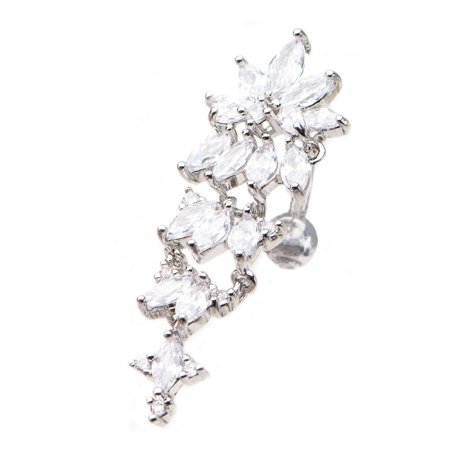 Pierced Owl Multigem Crystal Cluster Reverse Top-Down Belly Button Ring