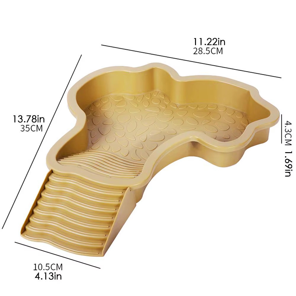 Reptile Bathing Pool with Ramp Turtle Soaking Tub Slip Proof Water Bowl for Tort
