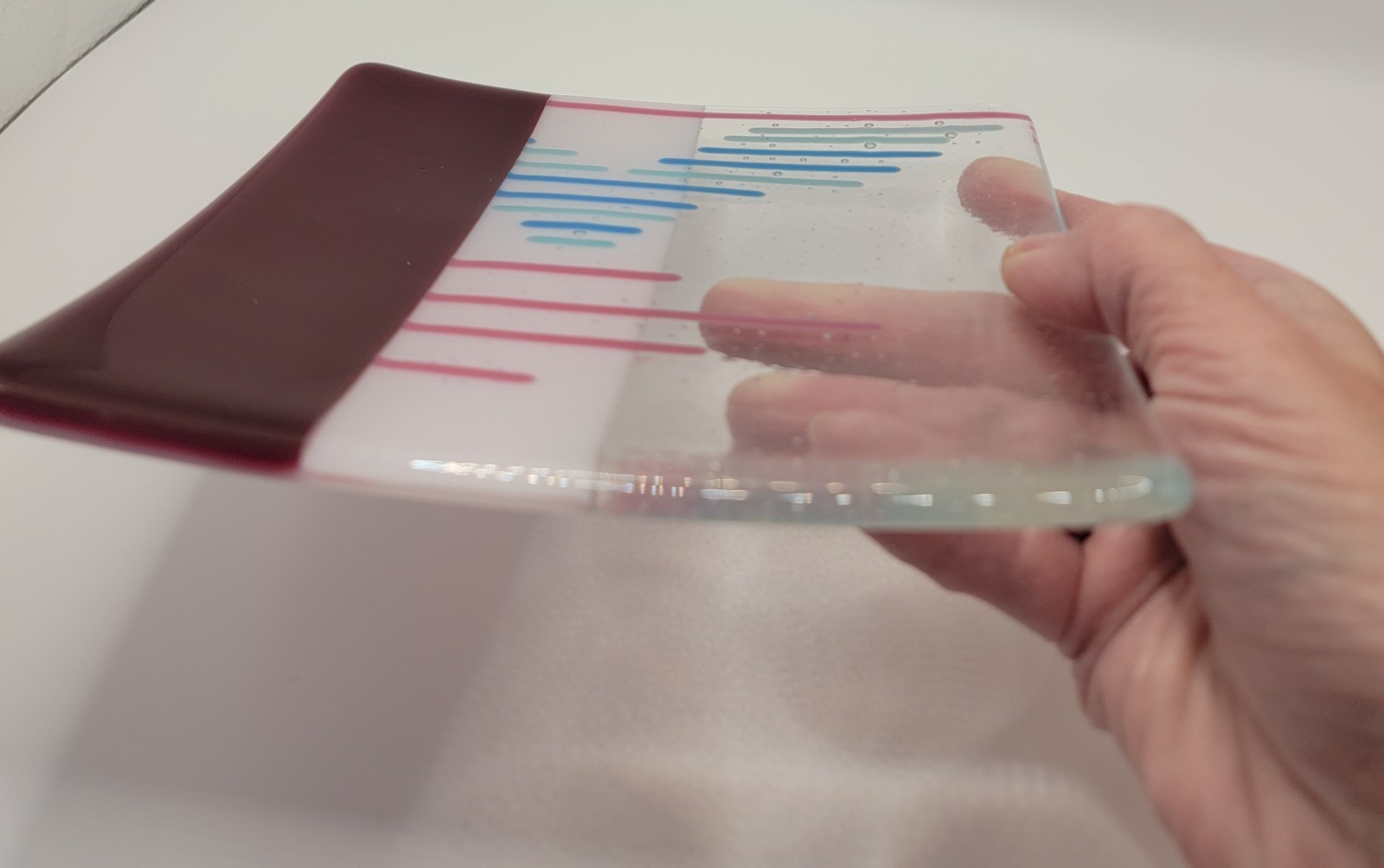 Vintage Retro fused glass art Trinket Dish 6.5"x6.5"