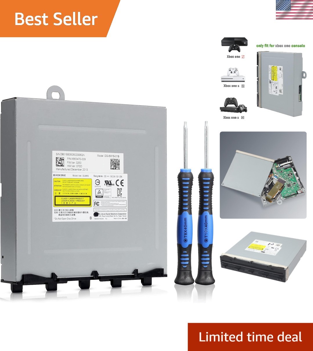 Complete DG-6M1S Blu-Ray Drive Replacement for Xbox One - Tools Included