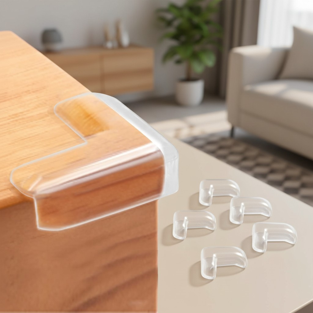 12 Clear Polypropylene Corner Guards - Safe Bumpers for Children’s Furniture