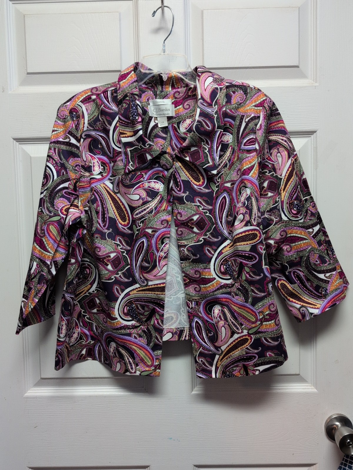 Christopher Banks Women's  Shirt Jacket    Size 1X   Paisley Floral  One Button