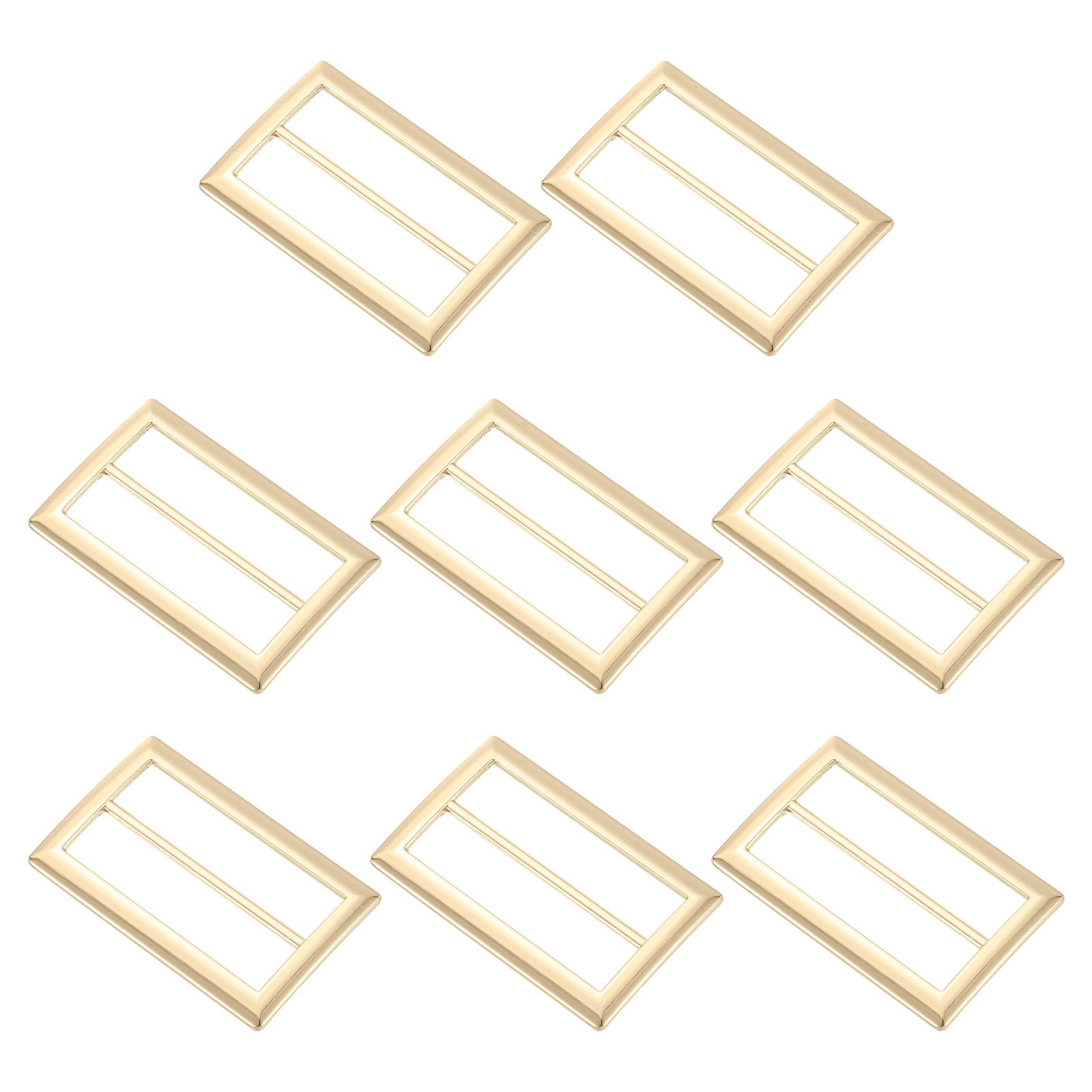 8Pcs 1-5/8" Metal Slider Buckles, Flat Tri-Glide Button Fasteners, Gold