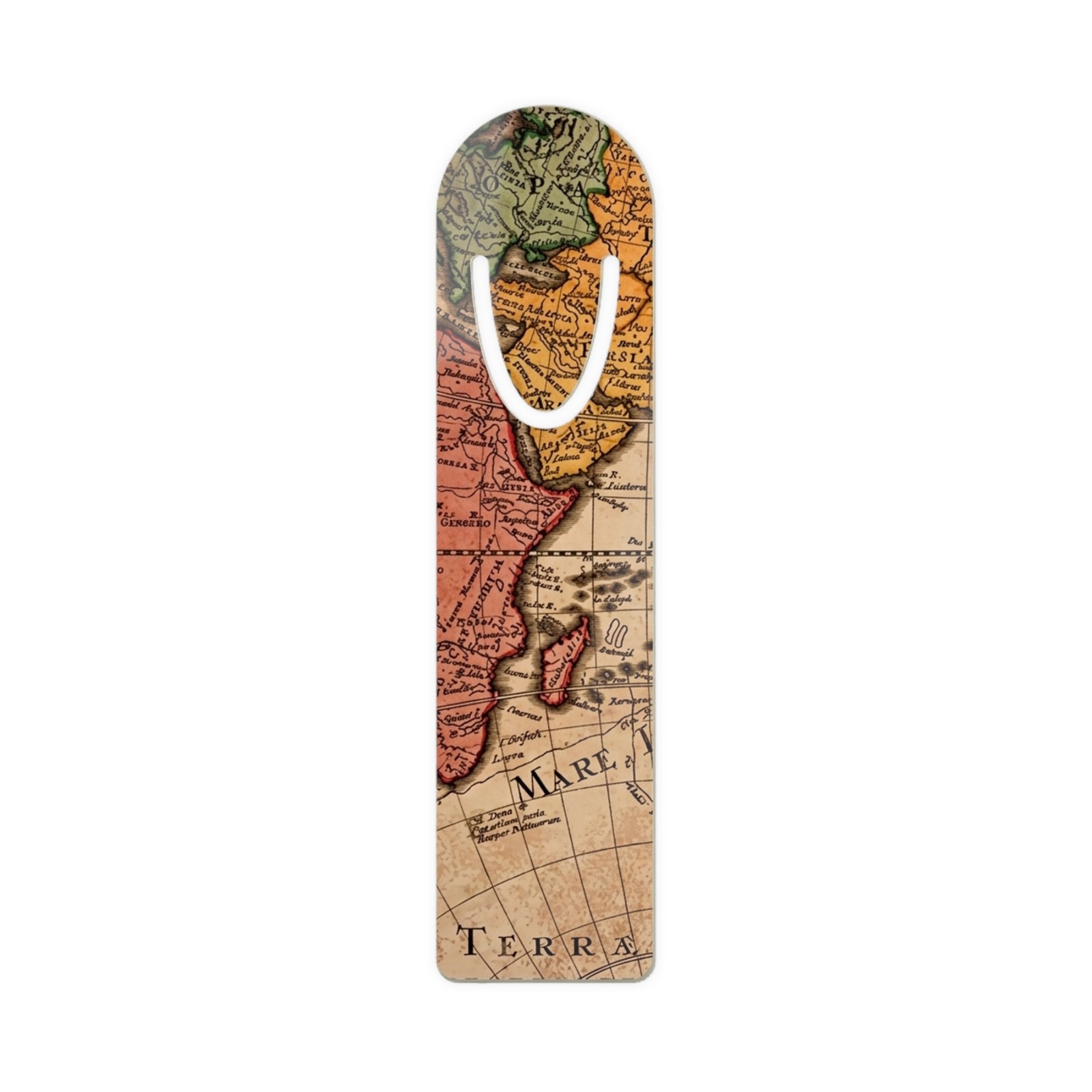 Vintage World Map Bookmark | Metal Map Bookmark