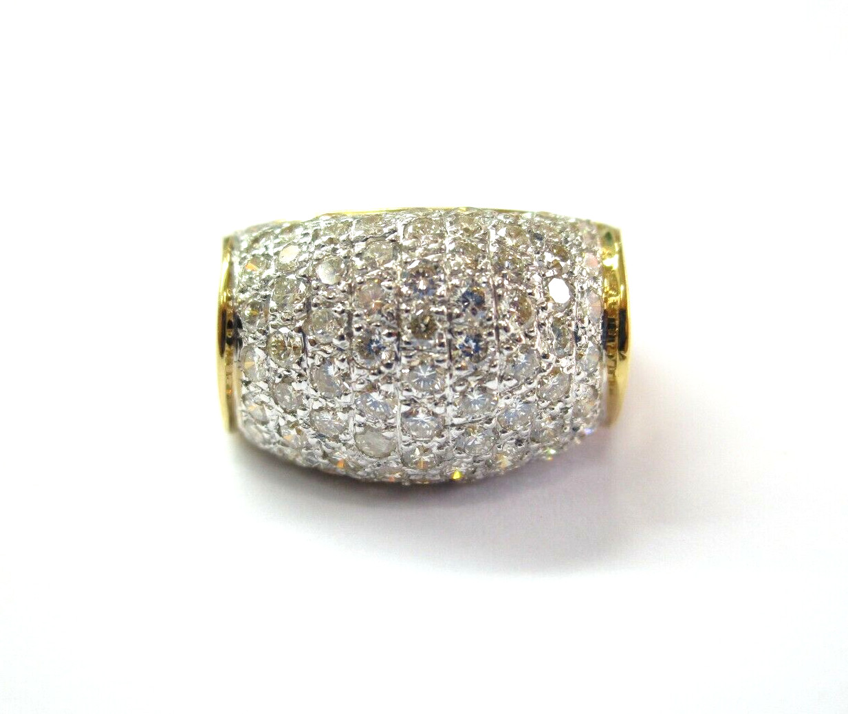 Round Diamond Pave Dome Shape Ring 18KT Yellow Gold 1.50Ct