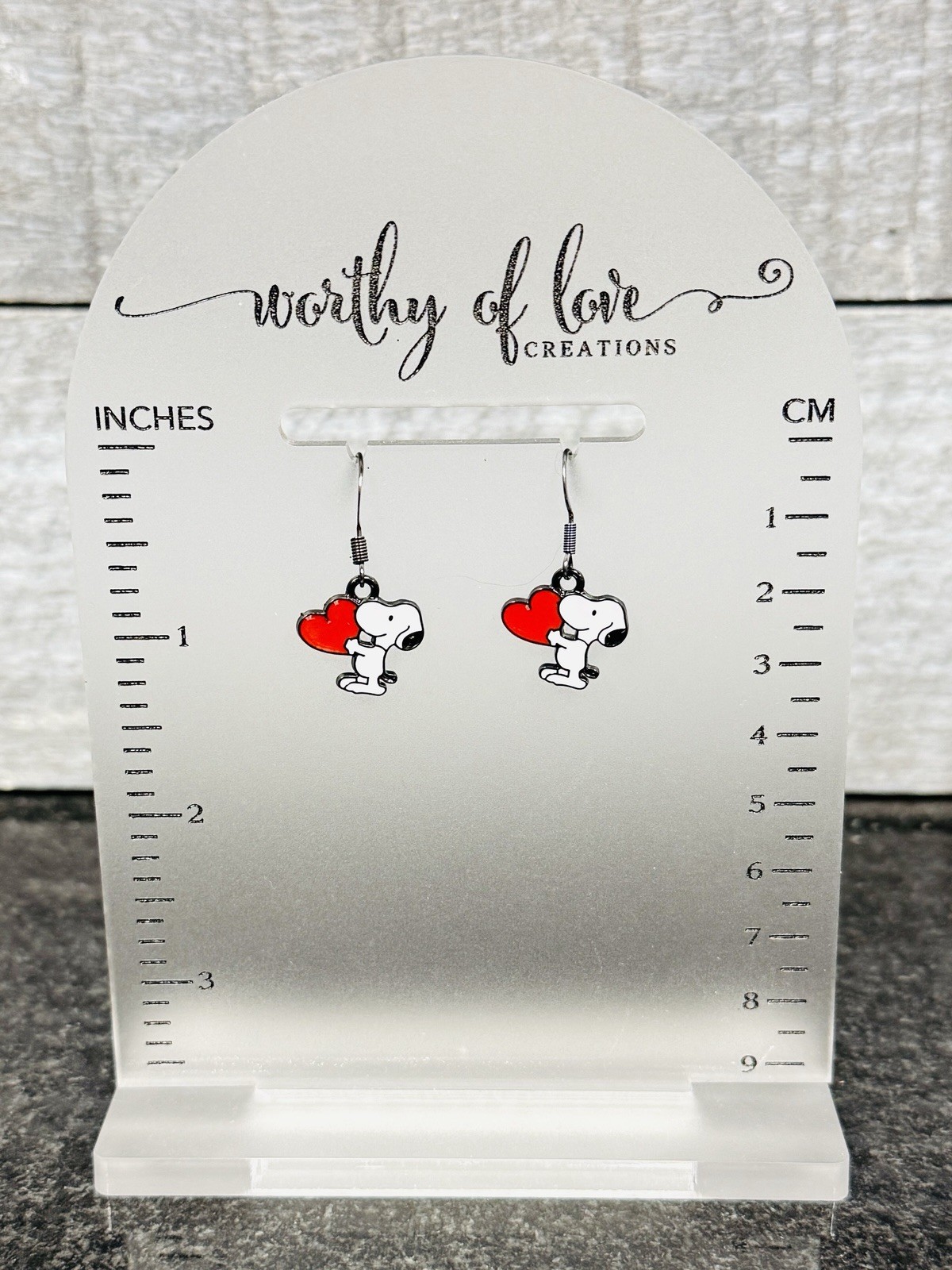 Beagle Dog Holding A Heart Earrings