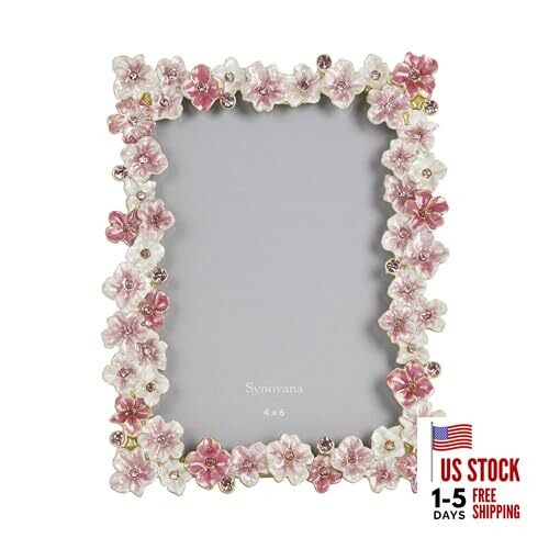 Flower Picture Frame 4x6 Blossom Photo Frame for Tabletop Display, 4" x 6" Pink